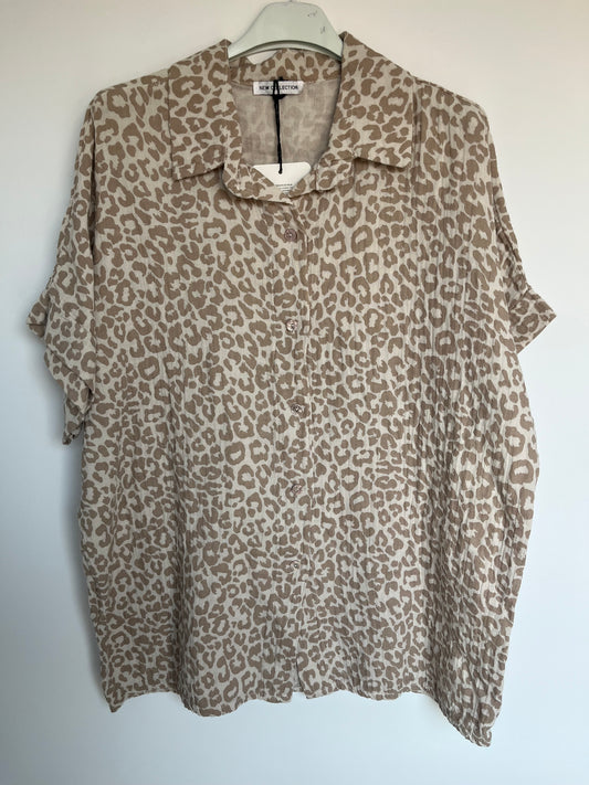 SALE Musselin Kurzarm Bluse Leo (beige)