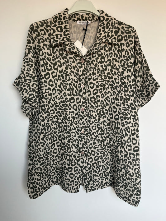 SALE Musselin Kurzarm Bluse Leo (khaki)