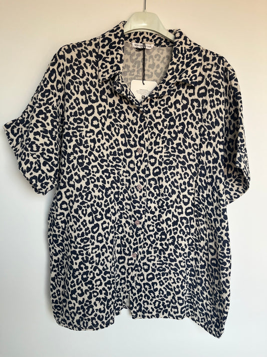 SALE Musselin Kurzarm Bluse Leo (dunkelblau)