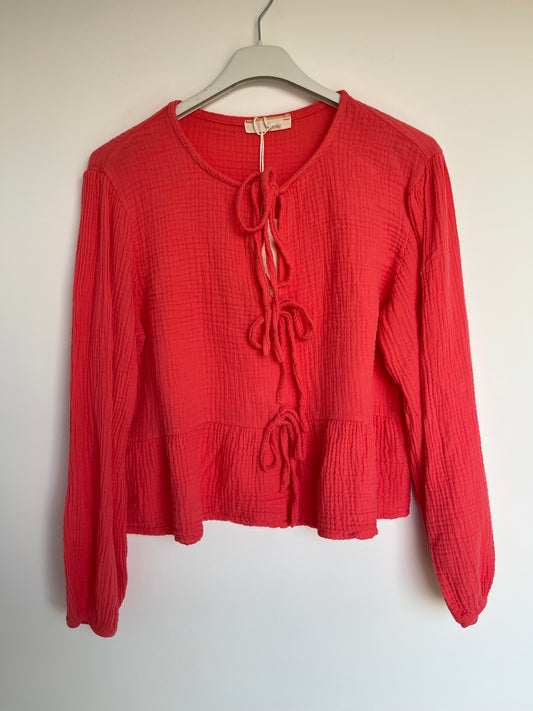 Musselin Schleifen Bluse "Frieda" (koralle)