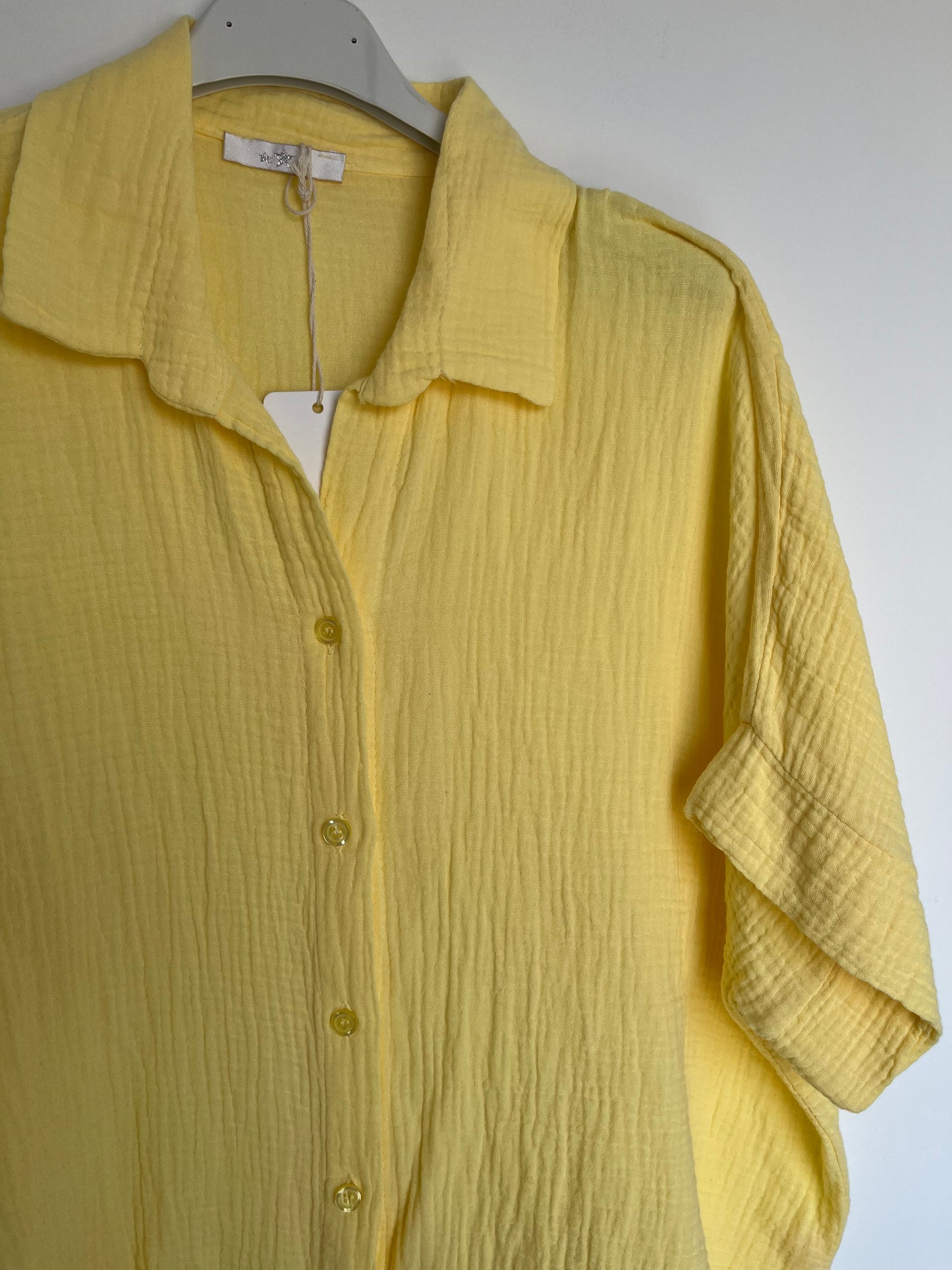 SALE Musselin Kurzarm Bluse (gelb)