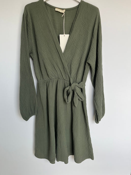 Musselin Wickelkleid (khaki)