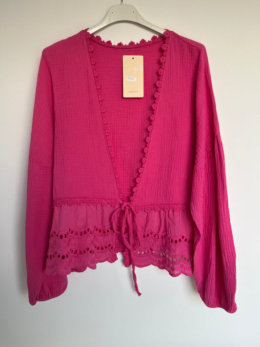 SALE Musselin Bluse "Rüschen" (pink)