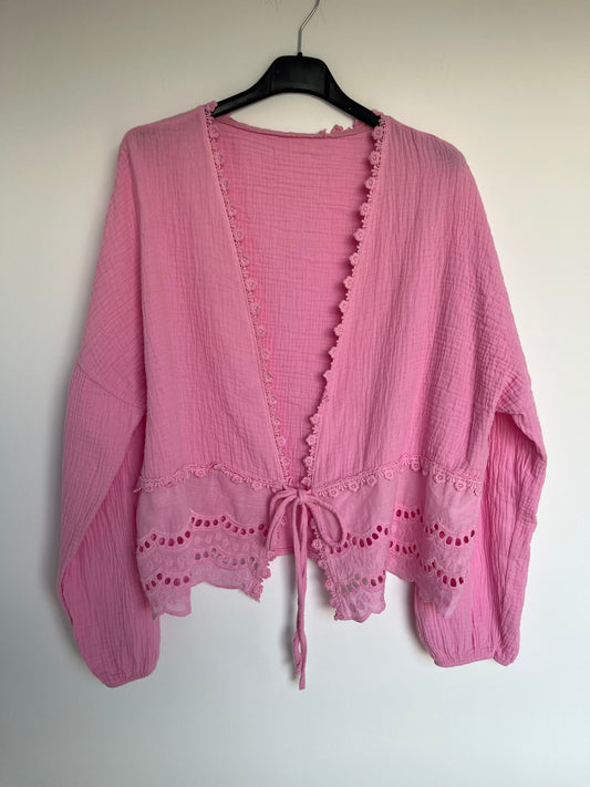Musselin Bluse "Rüschen" (rosa)