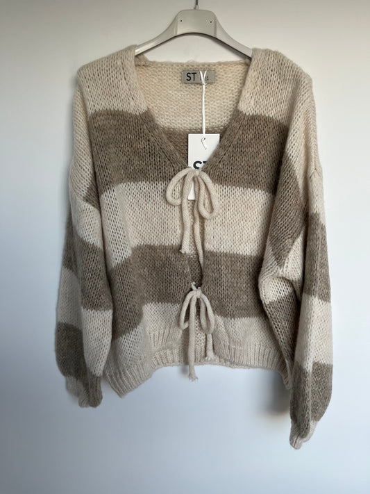 Cardigan "Semia" (Streifen - beige)