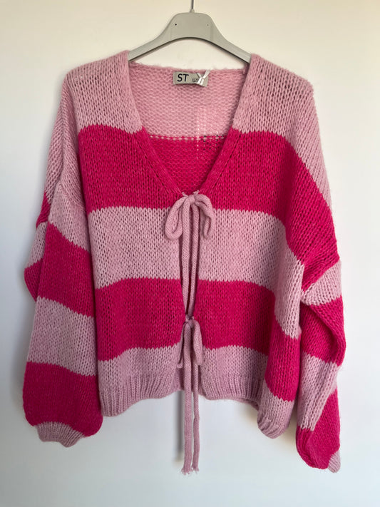 Cardigan "Semia" (Streifen - rosa-pink)