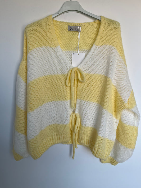 Cardigan "Semia" (Streifen - gelb-weiß)