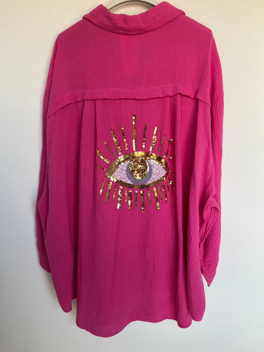 SALE Musselin Bluse "Auge" (pink)