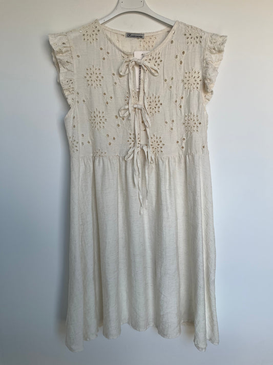 SALE Leinen Kurzarm-Kleid "Irina" (beige)