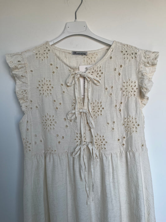 SALE Leinen Kurzarm-Kleid "Irina" (beige)