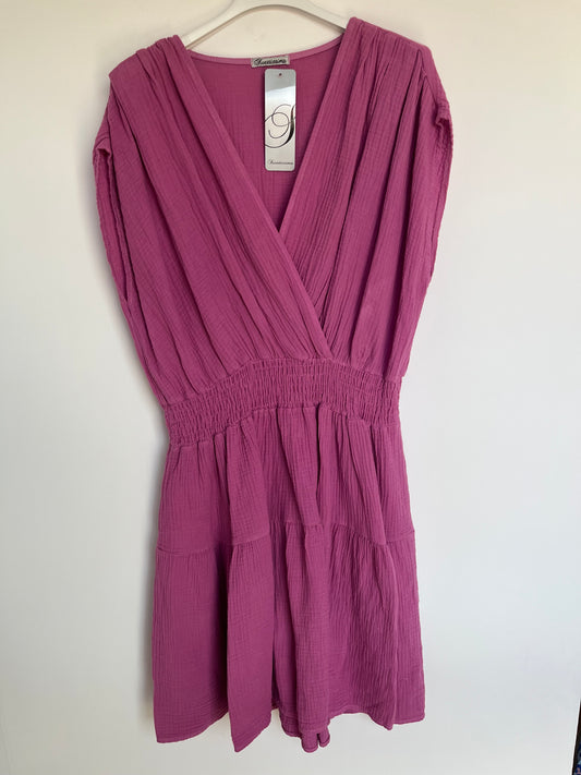 SALE Musselin Kleid "Anni" (himbeere)