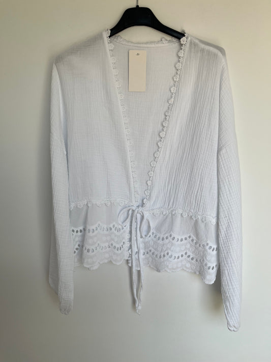 SALE Musselin Bluse "Rüschen" (weiß)