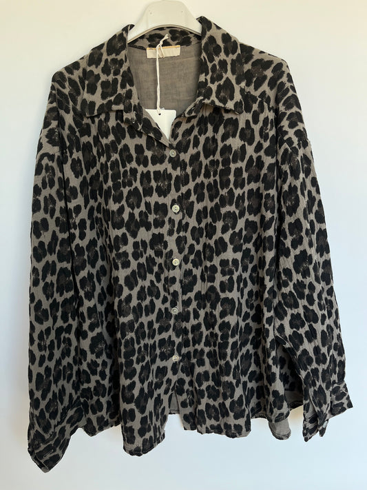 Musselin Bluse "Mia" (Leo -  taupe)